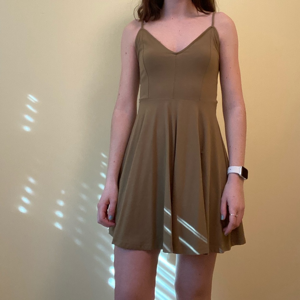 NWOT Green Skater Dress with Back Detail